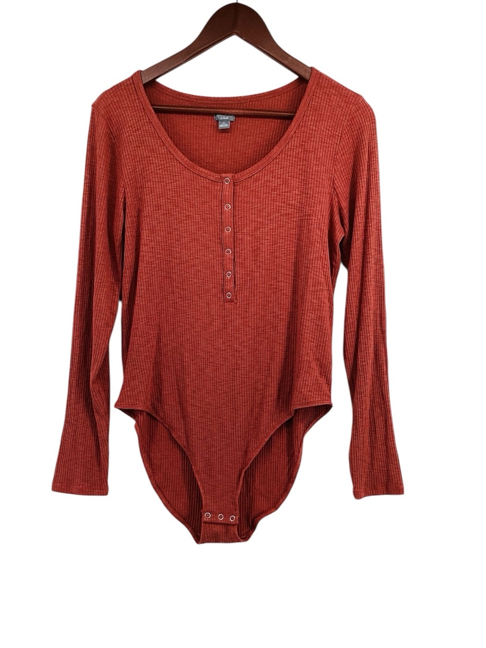 🐵 Aerie Long Sleeve Ribbed Henley Bodysuit, Size XL